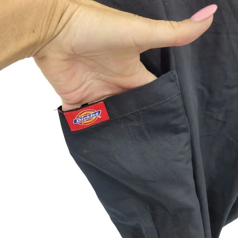 Dickies Black 2X TL Work Pant Elastic Drawstring Waist Pocket Lightweight Cotton